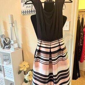 R&M Richards Black/ Striped Bottom Dress